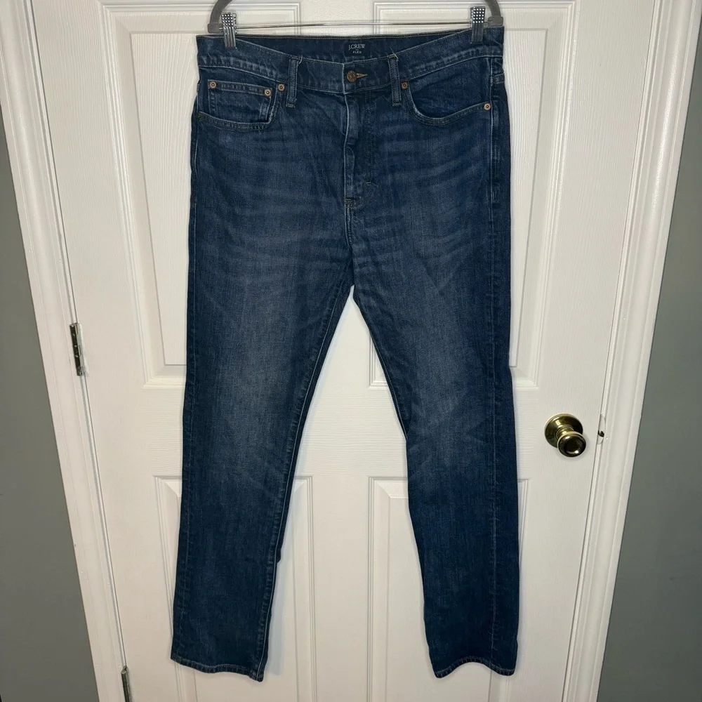 J. Crew Flex Men's Straight Blue Jeans 34W 34L GUC